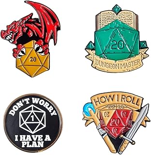 Power Beast Dungeon 4x Pin Dungeons and Dragons, Pins D&D 5e, Brooch DND, Dungeon Master Gift, Rpg Pins, Polyhedral Dice Set.