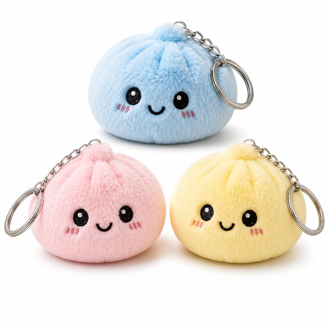 3Pcs Dumpling Squishy Set, Cute Keychain for On-the-Go Fun