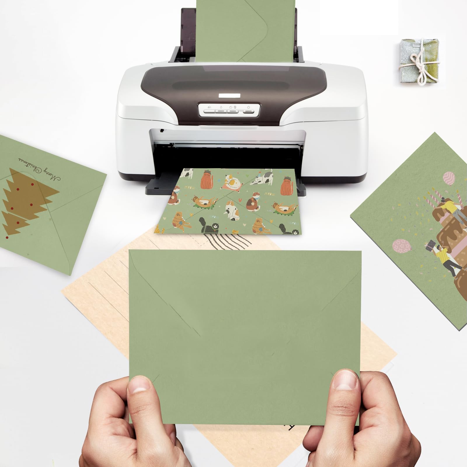 200 buste formato A7 (5x7 pollici), verdi, con chiusura a lembo europeo, ideali per inviti di matrimonio, biglietti d'auguri, foto e cartoline