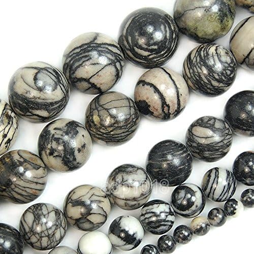 Wholesale Smooth Natural Gemstone Round Loose Beads 15" 4mm 6mm 8mm 10mm 12mm (6mm, Spider Web Jasper) 6mm Spider Web Jasper