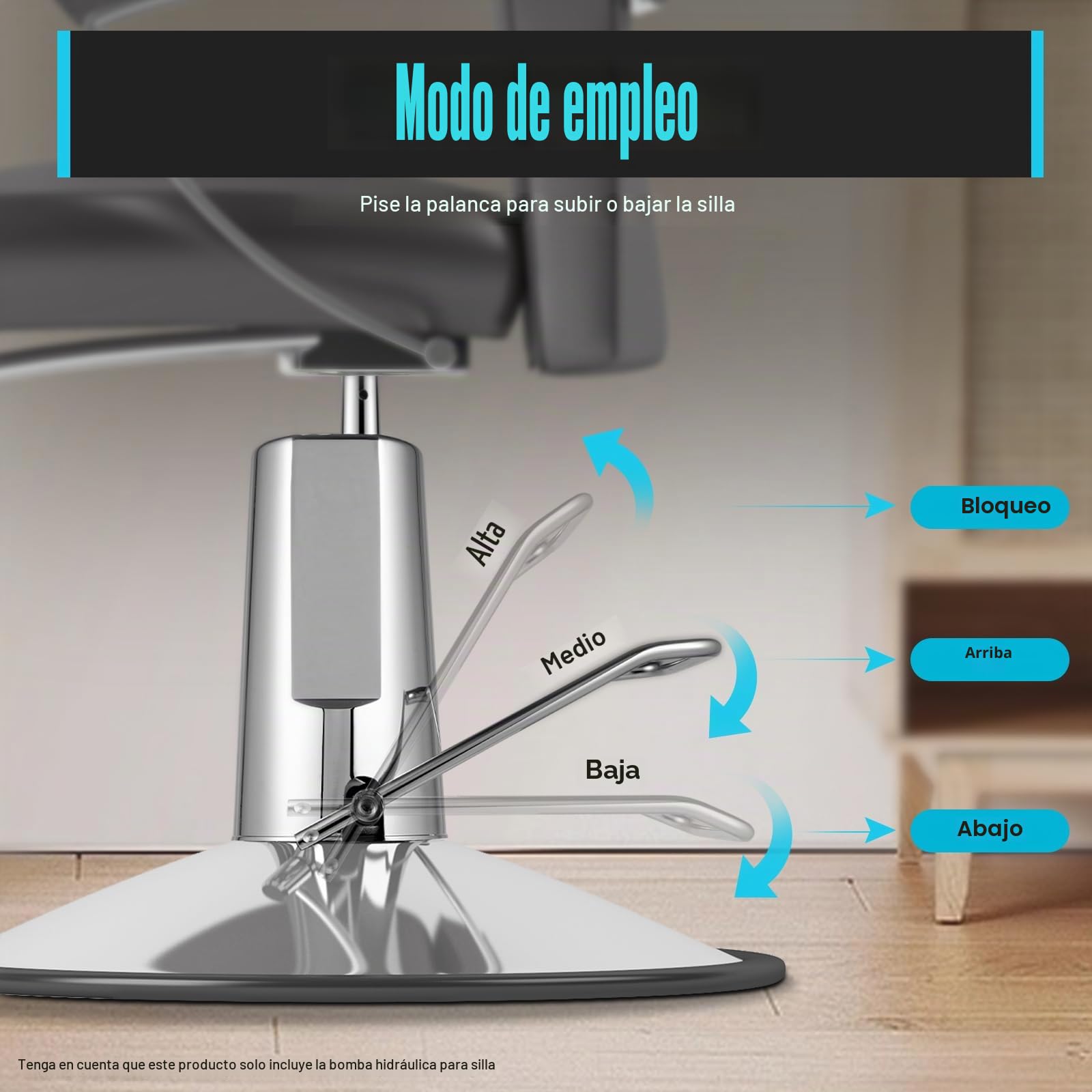 Silla de peluquería bomba de elevación bomba hidráulica, Carga Sillas de Salón Silla Bomba de Elevador de Reemplazo, bomba hidráulica de sillín ajustable de 38-49cm, hasta 200kg