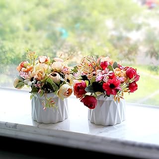 Amazon Com Artificial Flowers With Vase For Home Decor