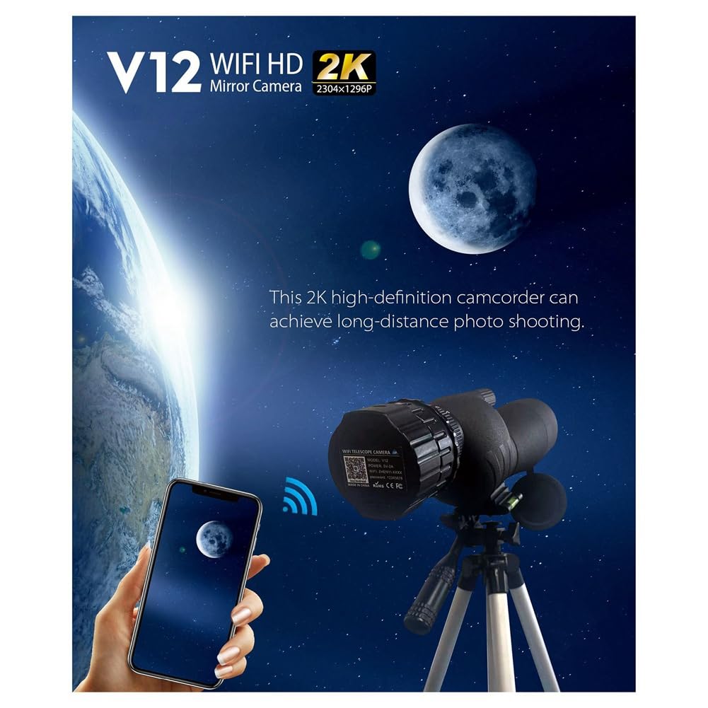 2K 4 milioni di Oculari WiFi elettronici ad alta risoluzione, telescopi, birdwatching e altri calibri multiuso, facile da installare