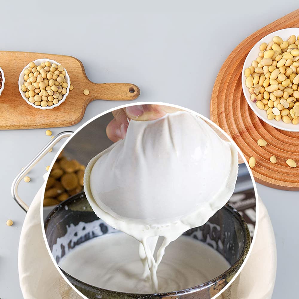 WYAN Sacchetti di filtraggio con coulisse - 3 pezzi 12x12" sacchetto di filtraggio in mussola di cotone,per latte di noci, succo di frutta, birra domestica (80 maglie)