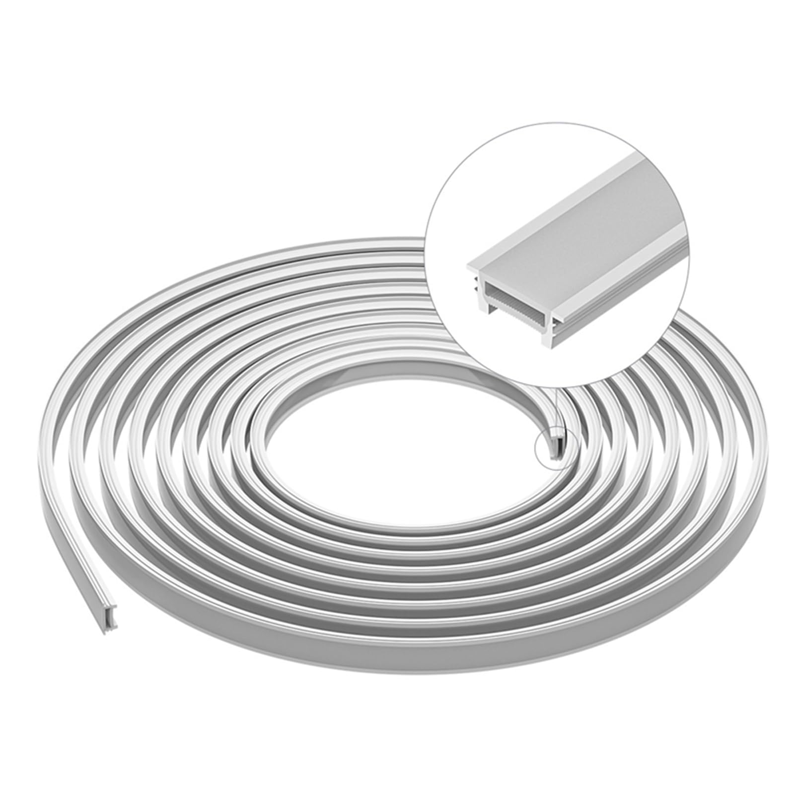 LED Silicone Profile, T2010 3M Flexible LED Diffuser Channel for 10-12 mm Flexible Strip Lights, Acoustic Panels Waterproof LED Strip Cover with End Caps & Mounting Clips for Spotless Neon Glow