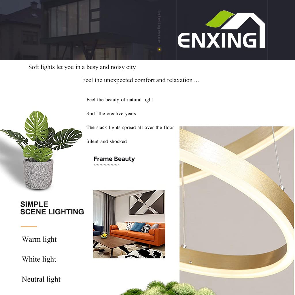 ENXING Hanglamp LED Eettafellamp Met Afstandsbediening Hanglamp Dimbaar in Hoogte Verstelbare Kroonluchter Woonkamer Metalen Ring Acryl Plafondlamp Eetkamer Opknoping Licht Keuken,Goud,2 rings ENXING Hanglamp LED Eettafellamp Met Afstandsbediening Hanglamp Dimbaar in Hoogte Verstelbare Kroonluchter Woonkamer Metalen Ring Acryl Plafondlamp Eetkamer Opknoping Licht Keuken,Goud,2 rings