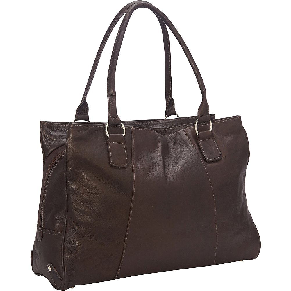 Piel Leather Laptop Travel Tote, Chocolate, One Size