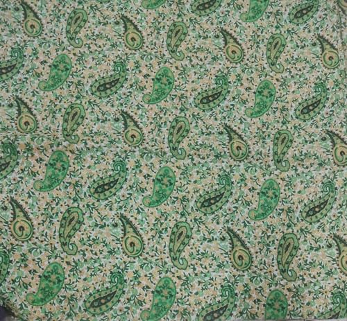 Image of Cotton Print(Unstitched Fabric for Girl /Women,Width-44 inch,Length-5 Meter,for Making Full All Over Suit,Kurti,Gown,Palazo,Dress Material,Tunics,Top,Maxi,Nighty.Free Size, Green 5 Meter