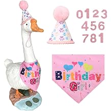 Happy Birthday Goose Outfit Clothes Hat Bandana 23"/ 17" Lawn Geese Statue