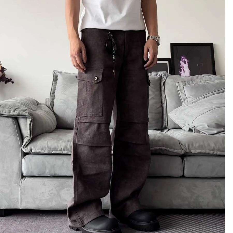 Cargo Pants for Men Baggy Lounge Casual Denim Y2k Jeans Hip Hop Straight Leg Pants with Pockets Joggers Streetwear3