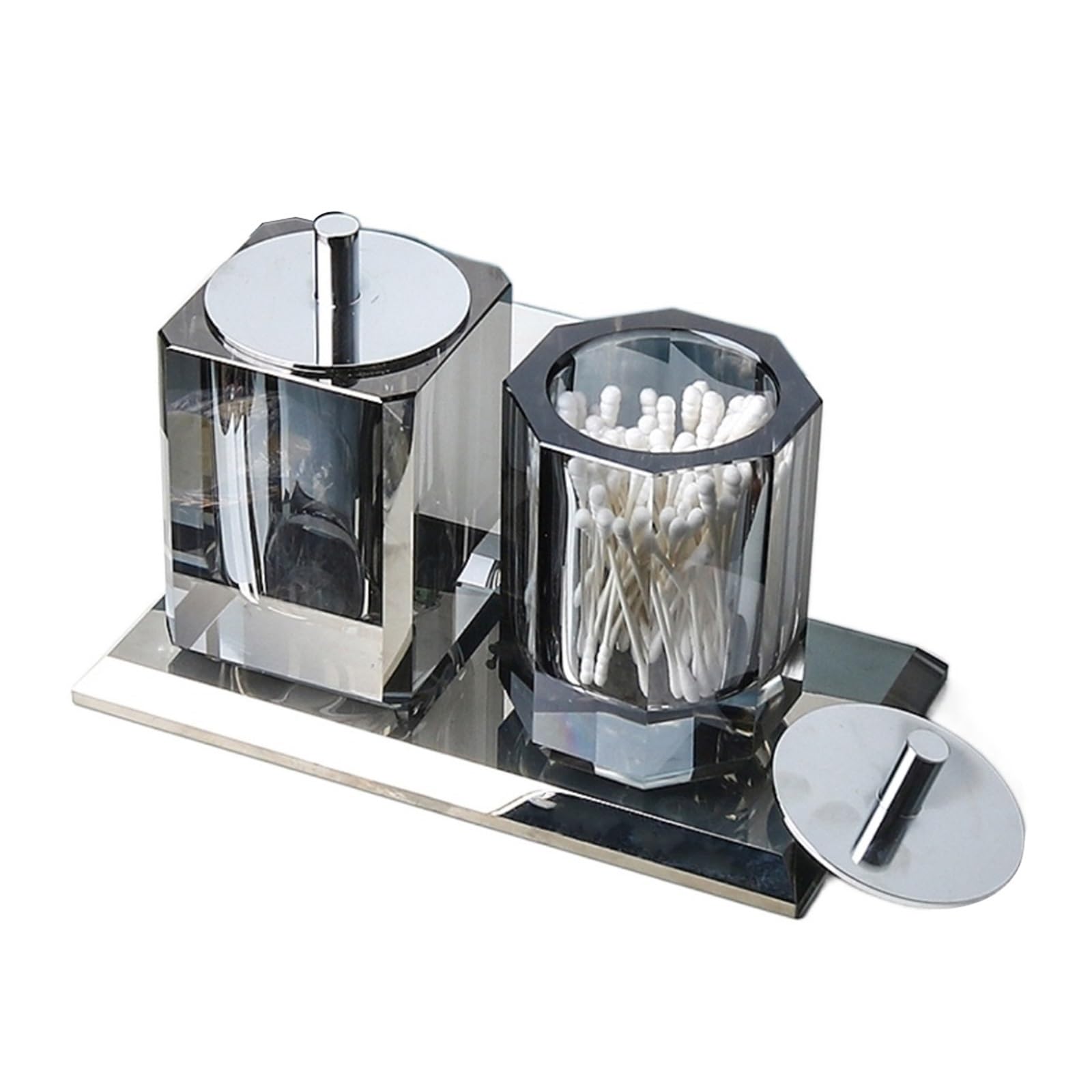 Dispensador De Palillos De Dientes Caja de hilo Dental de cristal creativa, tarro for palillos de dientes, recipiente for almacenar bastoncillos de algodón, lavabo de baño, tarro de almacenamiento for