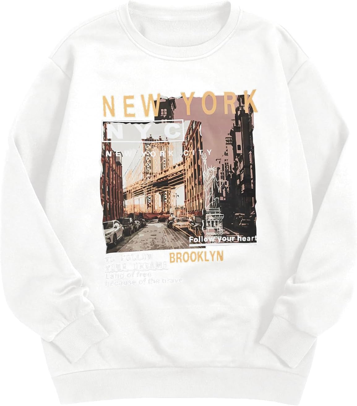 GORGLITTER Men's Letter Graphic Sweatshirt Casual Crew Neck Sweatshirt Long Sleeve Pullovers Top