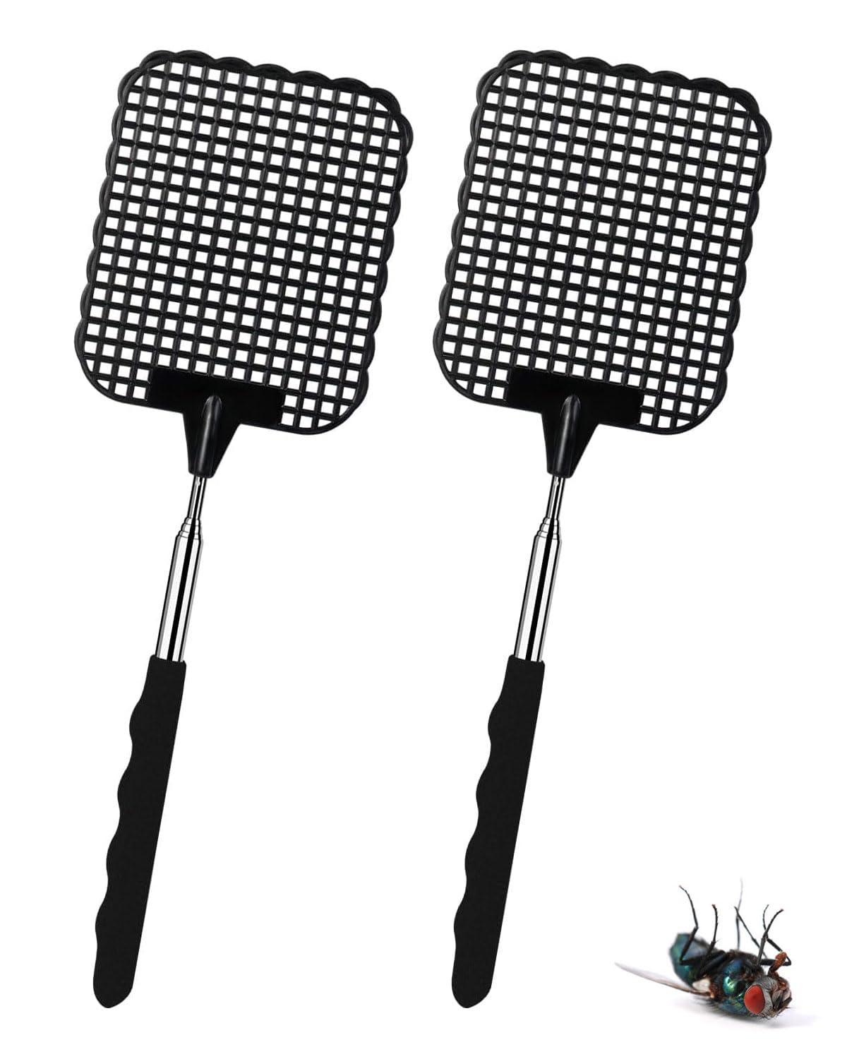 2 Pezzi Manuale Paletta Mosche, Scacciamosche Estensibile, Scacciamosche Plastica Forte Flessibile per Prevenire Mosche,Zanzare e Insetti
