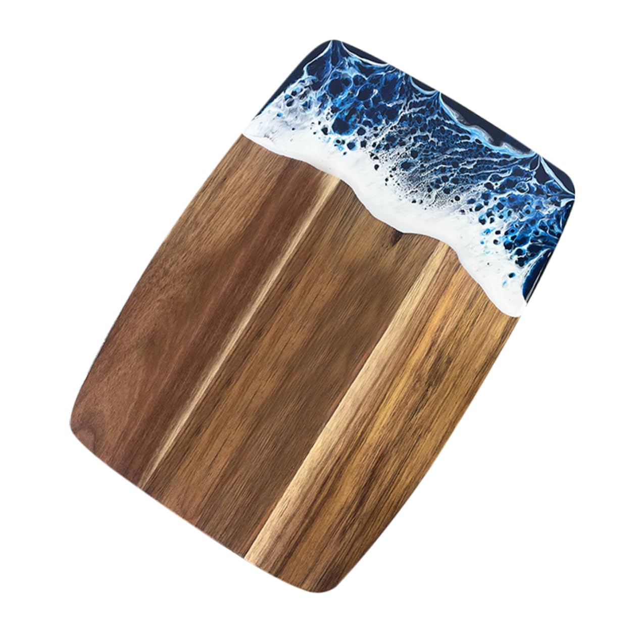 Planche à Découper en Bois avec Insertions Décoratives, Motif Vague