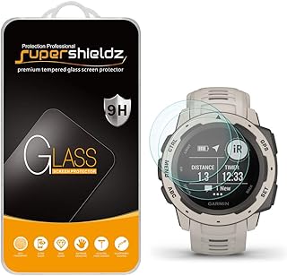 Supershieldz (3 Pack) Designed for Garmin Instinct and Instinct Solar Tempered Glass Screen Protector, Anti Scratch, Bubble Free