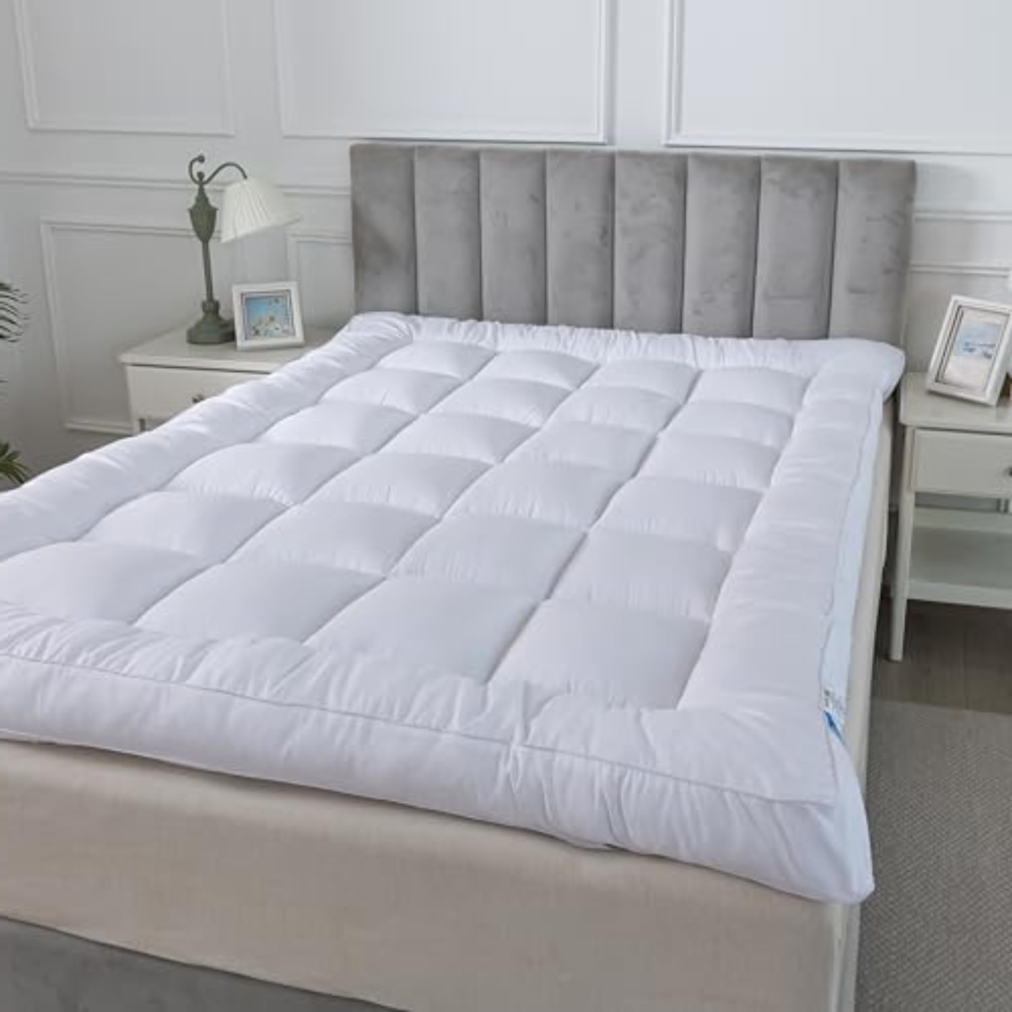 Rayman Double Size Mattress Topper – 10cm Extra Deep Thick Quilted Bed Topper | Ultra Soft & Supportive, Breathable Hypoallergenic Filling with Elasticated Straps | Hotel Quality UK - 137x190 CM