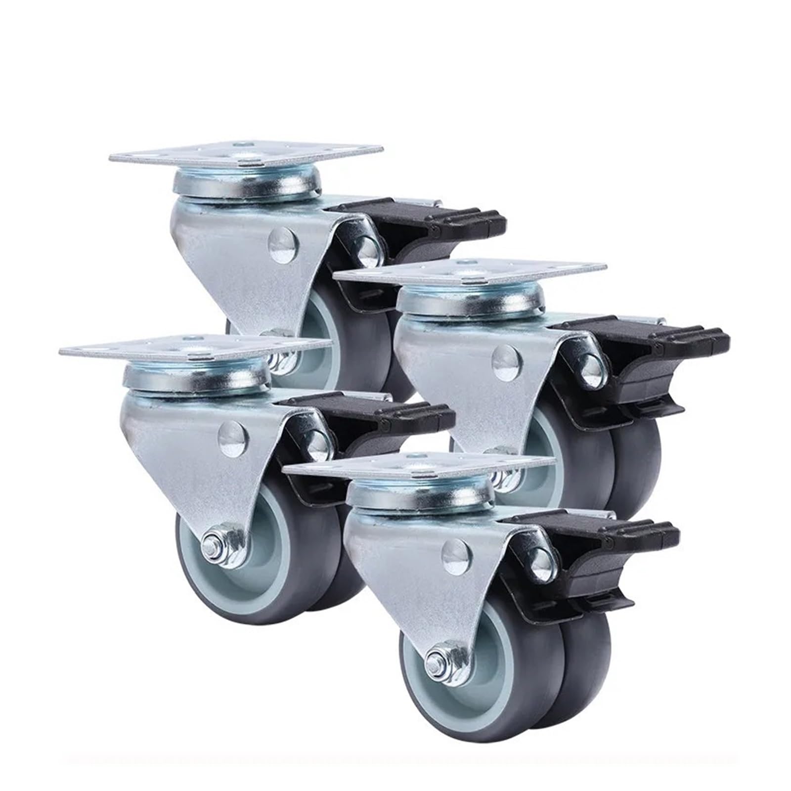 Rueda De Freno De 4 Piezas De 2 Pulgadas, Muebles De Carro De Plataforma | Carro de plataforma, muebles, goma blanda de 2 pulgadas, giro de 360, con freno, rollo suave(Brake and no brake)
