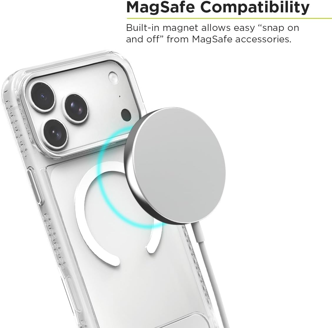 PureGear Case for Apple iPhone 17 Pro Max (2025), Compatible with MagSafe Charging, Scratch-Resistant & Durable Protection, iPhone 17 Pro Max MagSafe Case, Sturdy Kickstand, Clear Silver