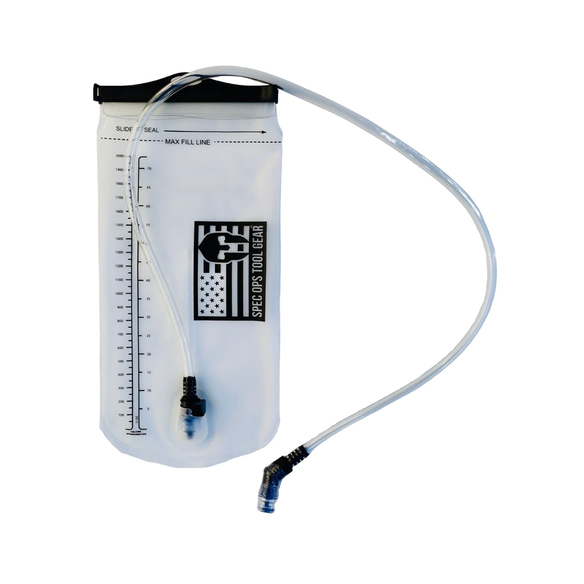 Spec Ops Tool Gear2 Liter Leak Proof Hydration Bladder, Military Water Pouch Bladder Bag, Camel Pack for Hiking Biking Climbing Cycling Running, Transparent