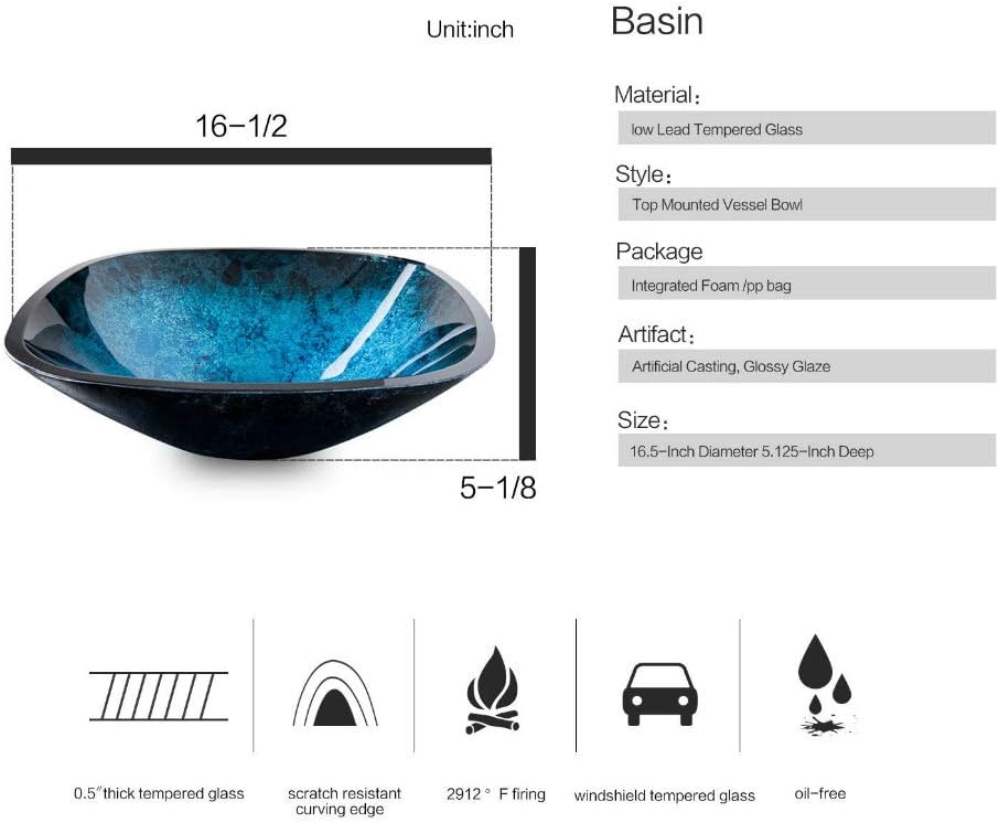 YOURLITE 24 Inch Bathroom Vanity and Tempered Glass Sink Combo White Modern Countertop Vessel Sink with Faucet and Pop-up Darin Bathroom Cabinet