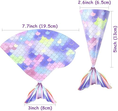 Miniatura 8 de 50 cajas de fiesta de sirena, bolsas de regalo de sirena con calcomanías de agradecimiento para niños, cumpleaños, baby shower, bajo el mar,