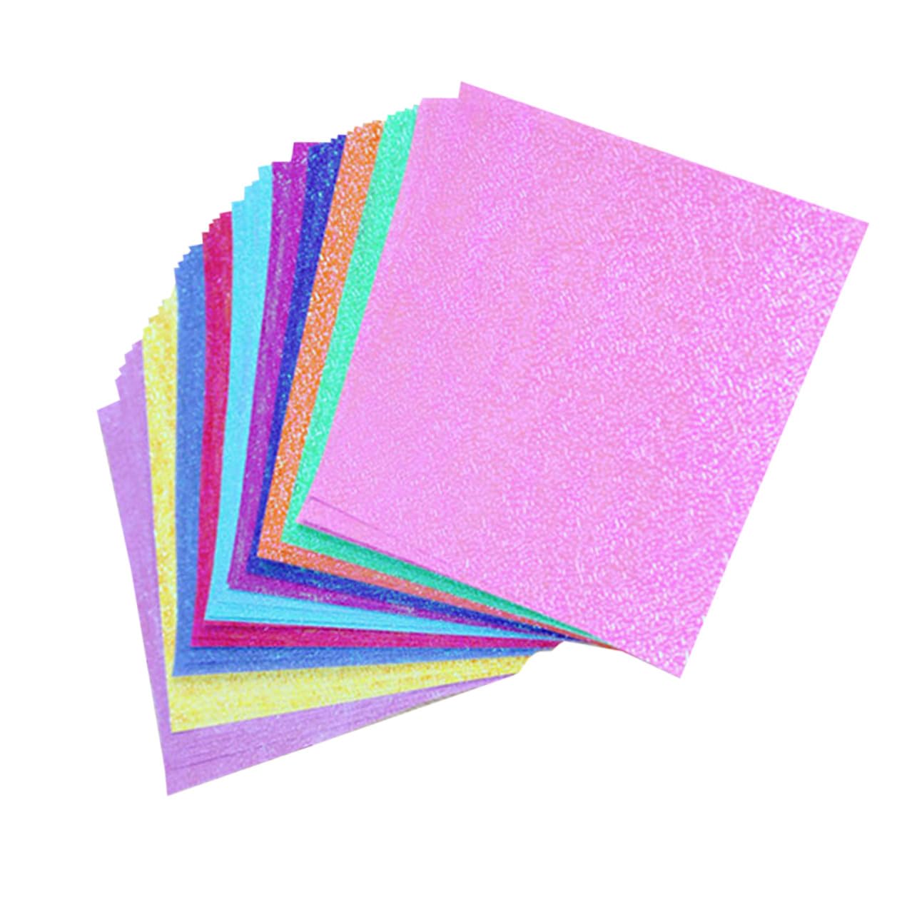 100 Stück Schimmerndes Faltpapier Buntes Bastelpapier DIY Origami papier Stabile Handgemachte Glitzer papiere für Scrapbooking Grußkarten Bastelprojekte Zufällige Zufällige Farbe