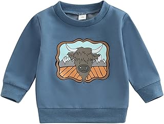 Moletom com capuz de manga comprida para meninos e meninas com estampa de desenho animado chifre de vaca para meninos pequenos pulôver de lã