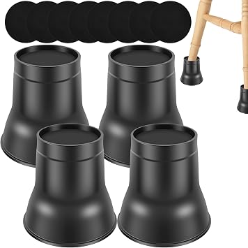 4Pcs Bed Risers, 6 Inch Table Leg Extenders Heavy Duty EVA Bed Sofa Lift Support Up to 6000 Lbs, Stable Desk Riser Blocks Black Furniture Risers for Table Couch Sofa Bed