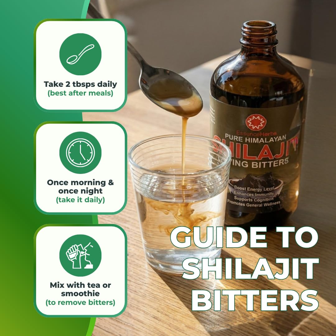 Shilajit Bitters Liquids Made with Shilajit, Moringa, Black Seed, & More (Pack of 1) — Amazon image 4