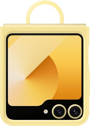 Samsung Galaxy Z Flip 7 FE, Flip 6 Silicone Phone Case, Protective Cover with Built-in Ring, Nonslip Grip, Slim, Soft, Comfortable Design, US Version, Yellow