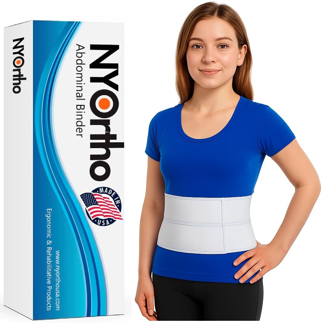 NYOrtho Pediatric Abdominal Binder 6" 2-Panel - Post-Surgery Compression Wrap for Teens - Support Belt for Hernia, Muscle Strain, Back Pain, Injury Recovery - Latex-Free - Made in USA (20"-30")