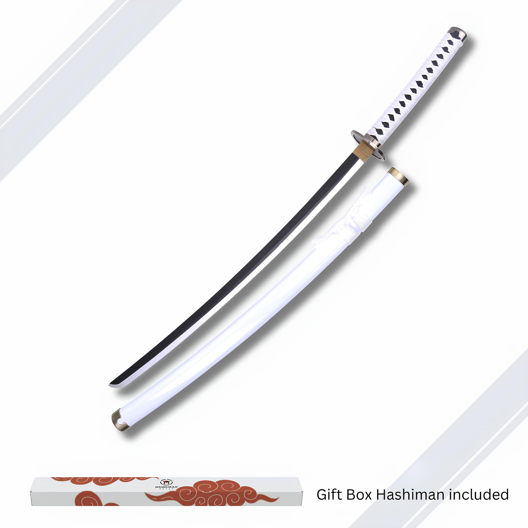 Katana One Piece - Vera Manga Sciabola + Porta Spada di Legno + Cintura - Catana Giapponese Decorazione Cosplay Giocattolo per Bambini Adulti Gioco Costumi