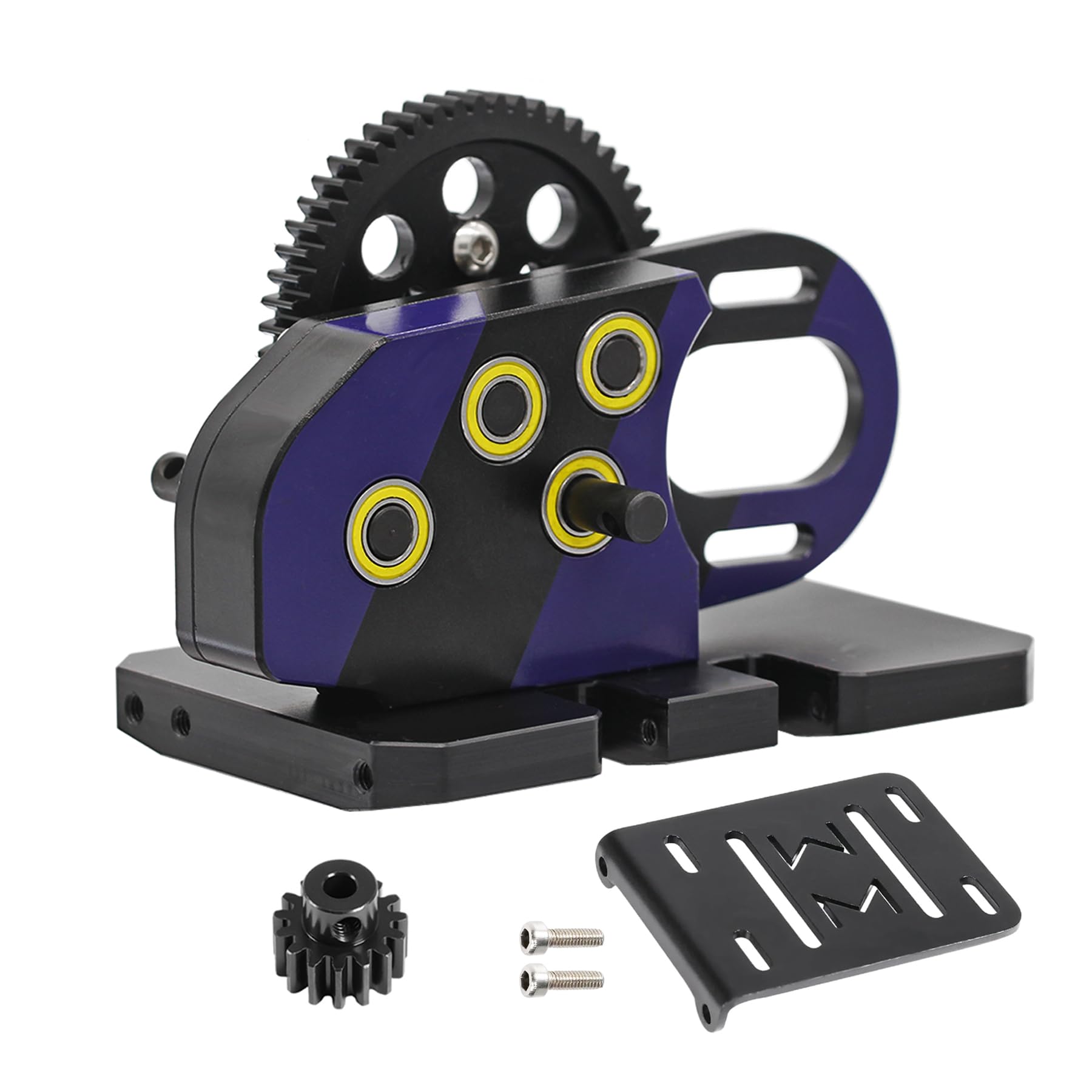 AMK Overdrive 30% Metal Differential Gearbox with POM Skid Plate for 1/10 Scale LCG Transmission, Compatible with RC Crawler Axial SCX10, Capra,