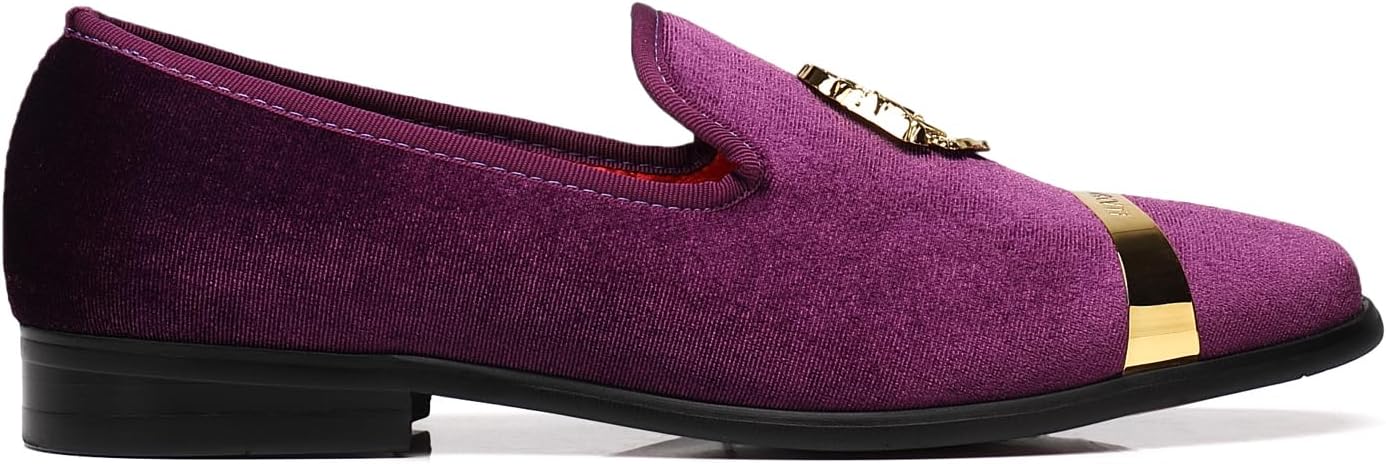 ELANROMAN Men's Velvet Loafers Dress Fashion Wedding Party Prom Shoes - Image 3