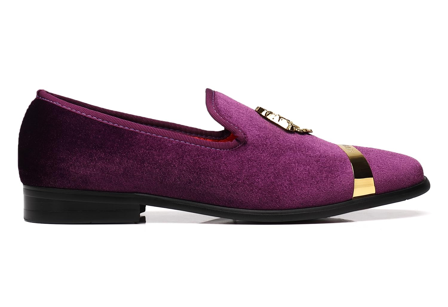 ELANROMAN Men's Velvet Loafers Dress Fashion Wedding Party Prom Shoes: 14 Purple