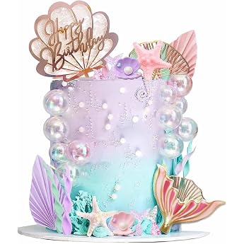 34-Piece Mermaid Cake Decoration Set Underwater World Cake Topper Birthday Mermaid Cake Decoration Birthday Cake Topper Birthday for Mermaid Theme Party Cake Decoration etc
