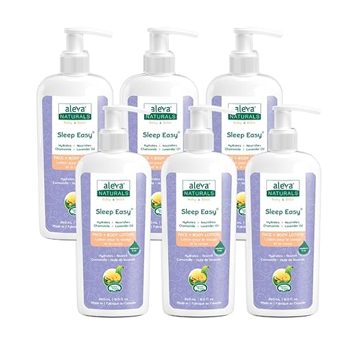 Aleva Naturals Sleep Easy Calming Bedtime Lotion for Babies & Toddlers, Lavender and Chamomile Oils, Perfect for Baby Massage, Made with Natural & Organic Ingredients, Mega Pack - 8 Fl Oz x 6 (1.440L)