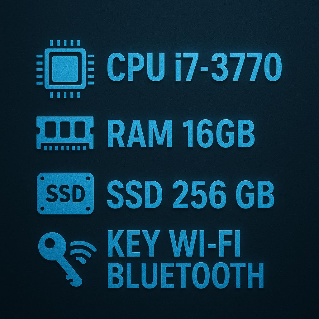 PcRenewed Postazione Completa con PC Fisso Ricondizionato i7, 16GB RAM, SSD 256GB, Monitor 22” NEW, Windows 10, Wi-Fi, Office 2021 – PC Desktop i7 per Casa e Ufficio (Ricondizionato)
