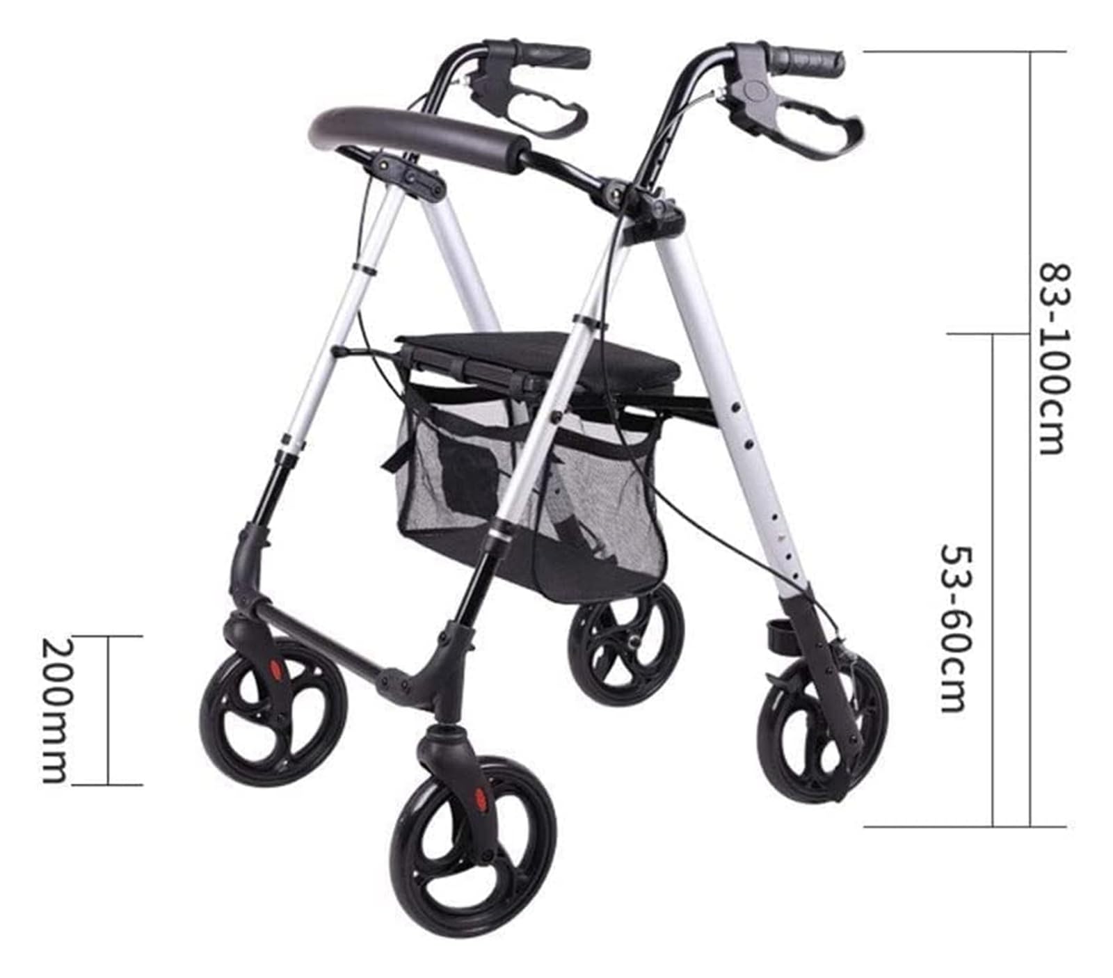 Andador Plegable, Andador Rollator, Rodillo ligero de aluminio de 4 ruedas plegable con freno de mano con asiento acolchado rodillo ayuda ajustable for personas mayores