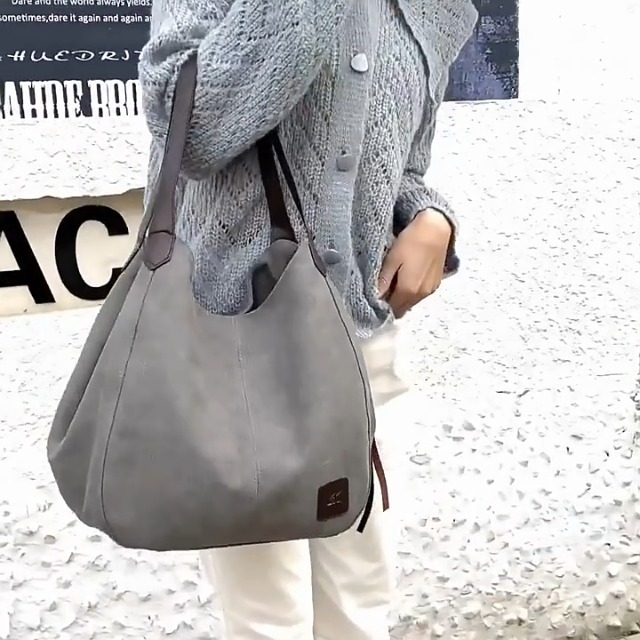 Bolso Hobo de Lona para Mujer Multi Bolsillos miniatura 7
