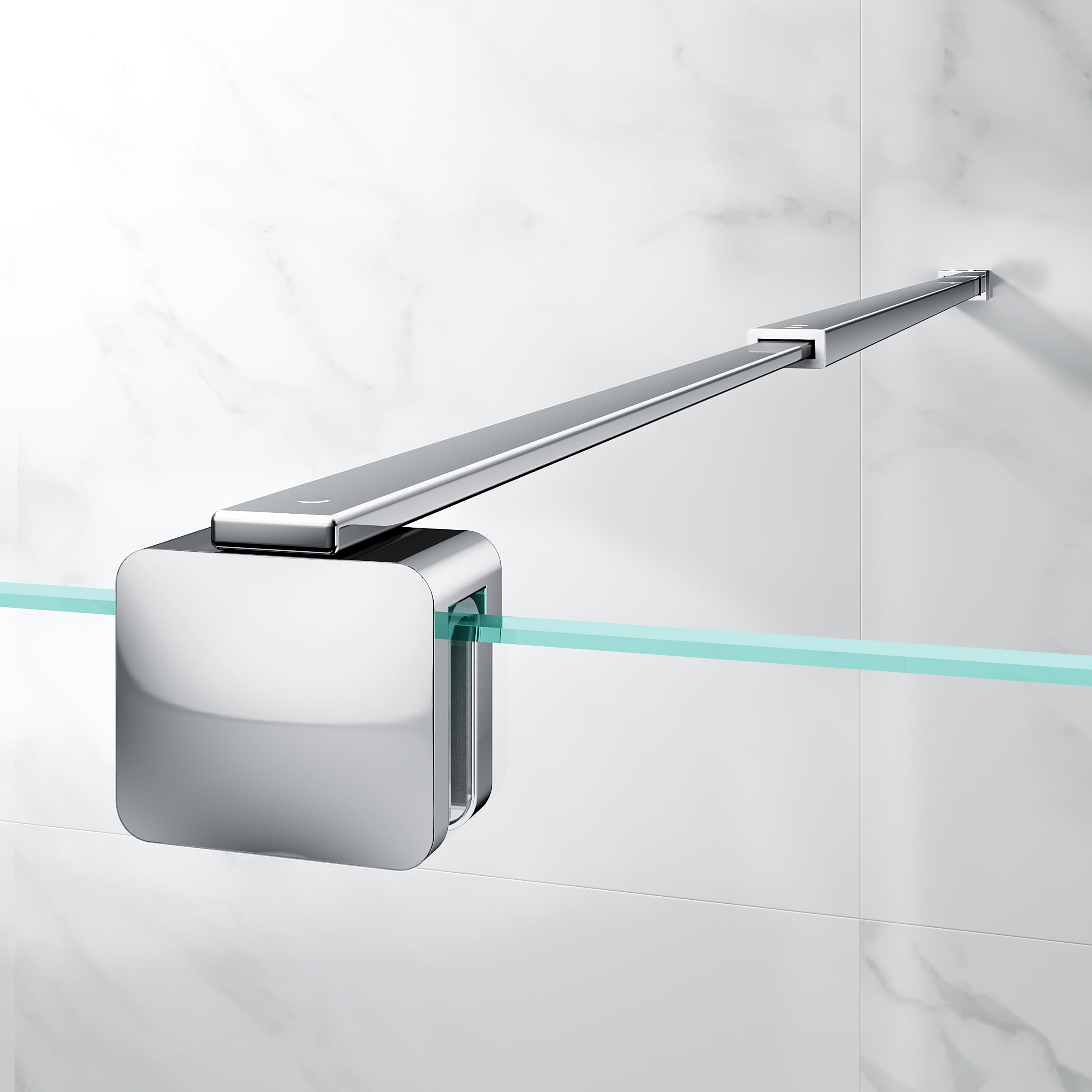 Duschstabilisator aus Edelstahl 66,7-121,5 cm, Chrom | Mit 304 Edelstahl gefertigt, geeignet für 6-10 mm Glas, Quadratisch Design