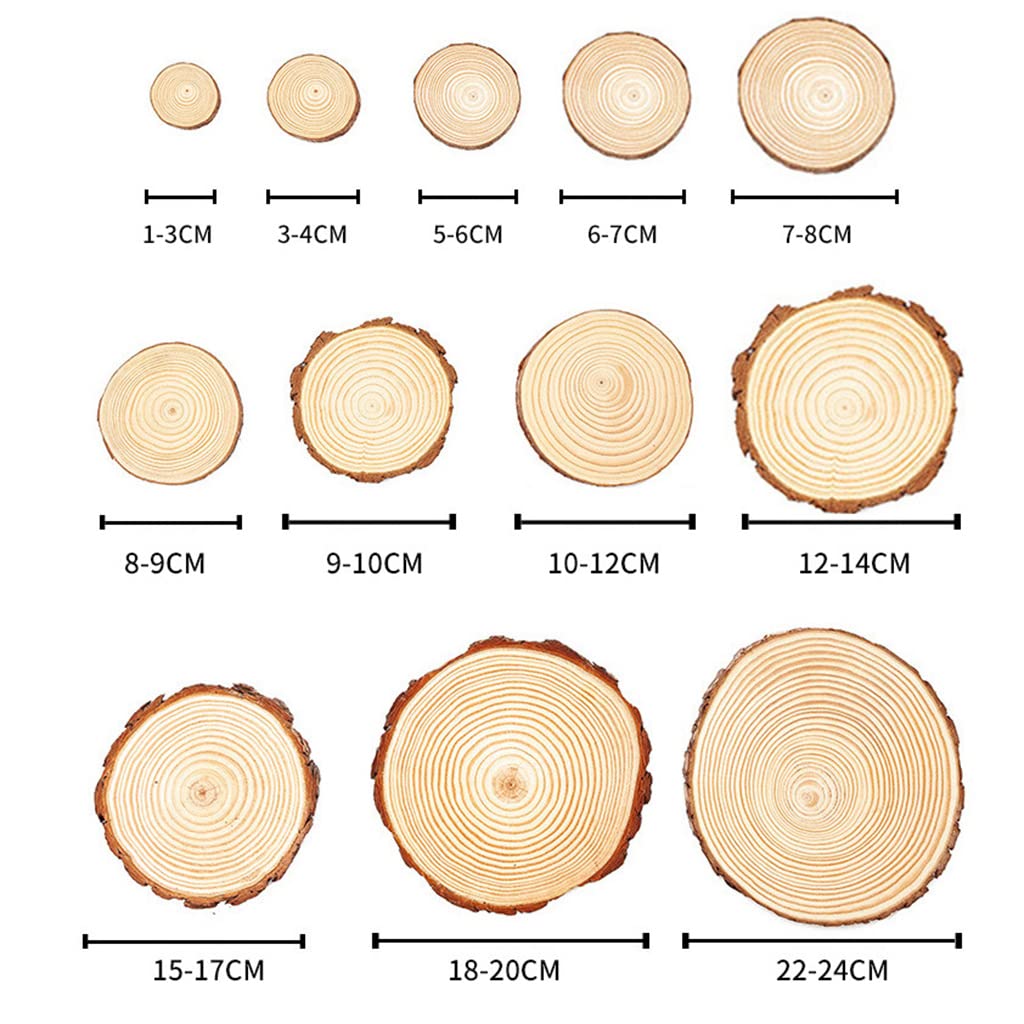 30 Discos De Madera Redondos Sin Terminar - Diámetro 12-13 Cm, Grosor 1 Cm, De Pino Natural Con Corteza, Sin Perforar, Ideales Para Manualidades Y Decoración