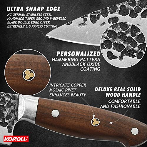 Konoll Chef Knife Forged Handmade 8 Inch Professional Kitchen Knife, Meat Cleaver Hc Stainless German Steel With Full Tang Wood Handle #TOP3