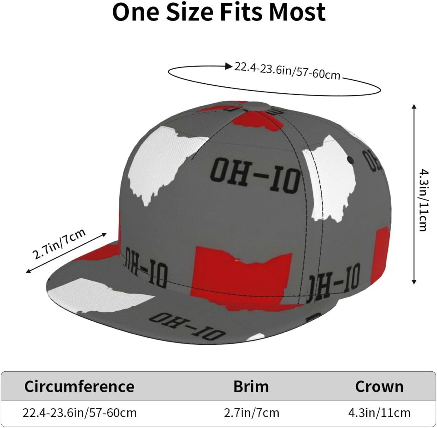 Ohio State Gray Baseball Cap for Men Women Classic Snapback Hat Hip Hop Style Flat Bill Brim Adjustable Visor Beach Trucker Hat - Image 4