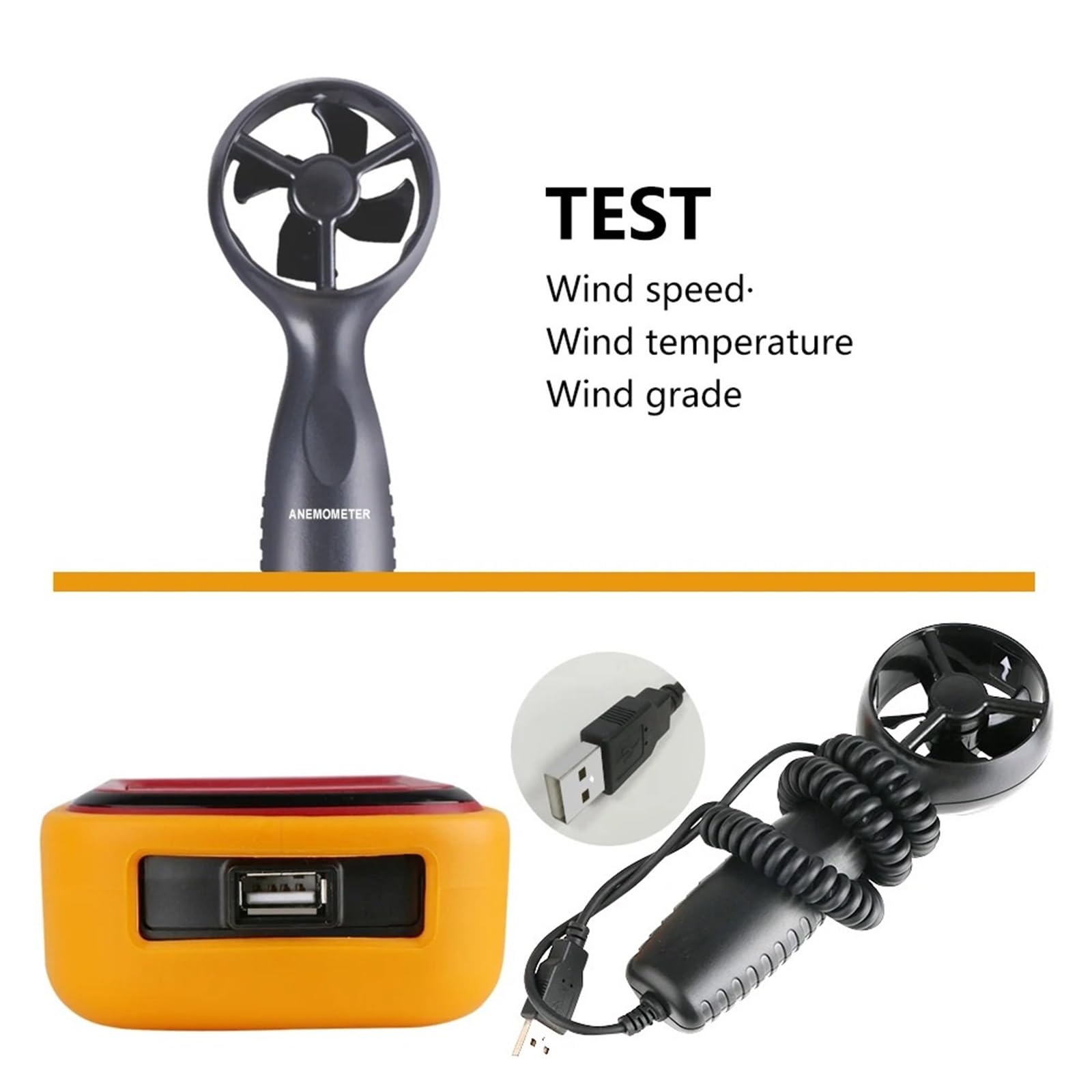 Anemómetro digital, Anemómetro Digital Medidor De Velocidad Del Viento Medida Temperatura Termómetro 45 M GM8901