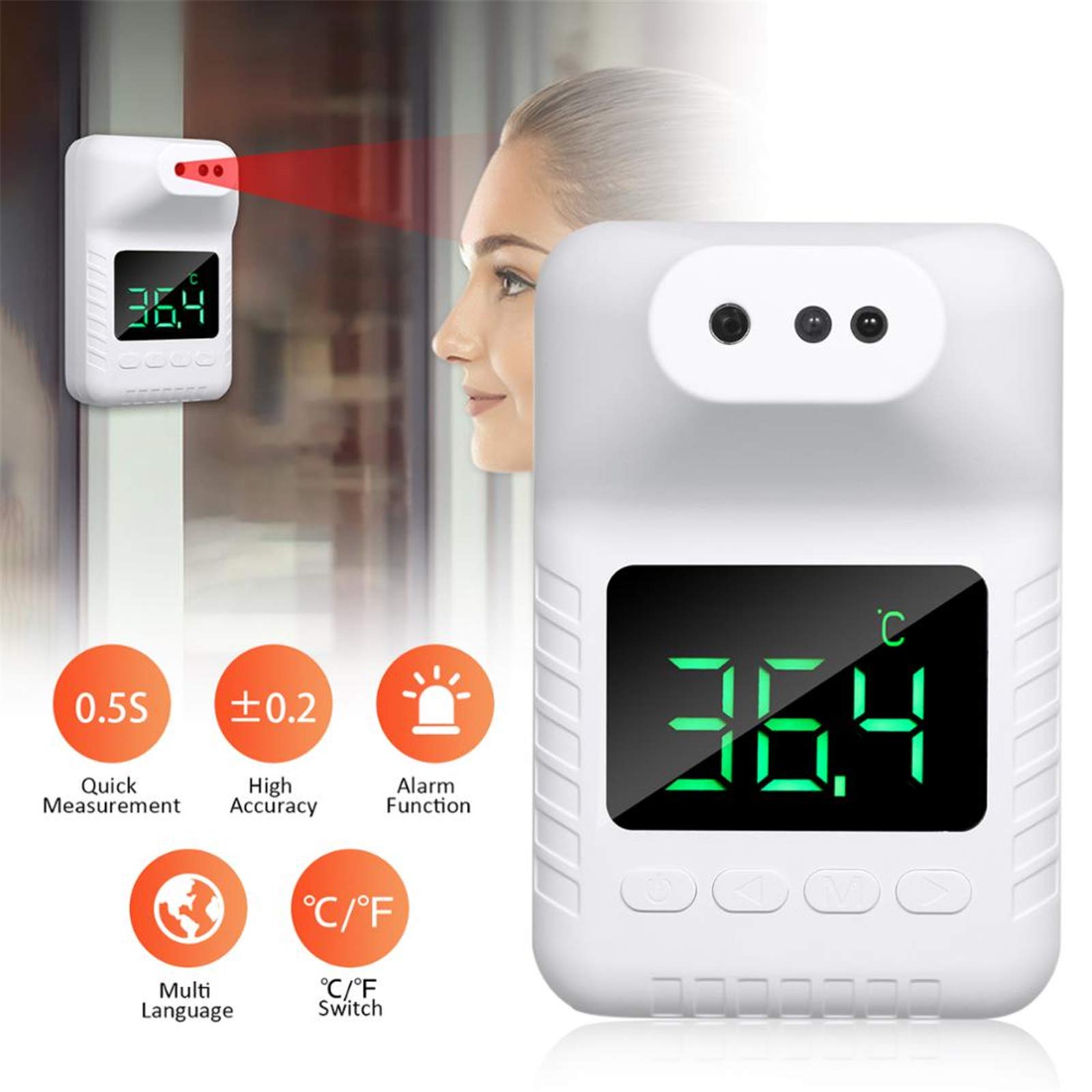 ZYC Sensore a infrarossi IR Senza Contatto sulla Fronte Appeso a Parete Termometro Digitale LCD Temperatura ad Alta precisione