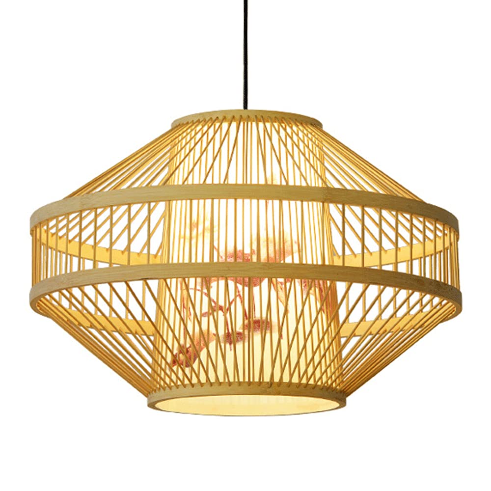 Drewniane Wiszące Światła Lampy Sufitowe Wiszące 50 Cm Bambusowy Wisiorek Lampa Wisząca Przemysłowe 1 Pakiet Do Salonu Wyświetlacz Sztuczny Zwój Z Nadrukiem