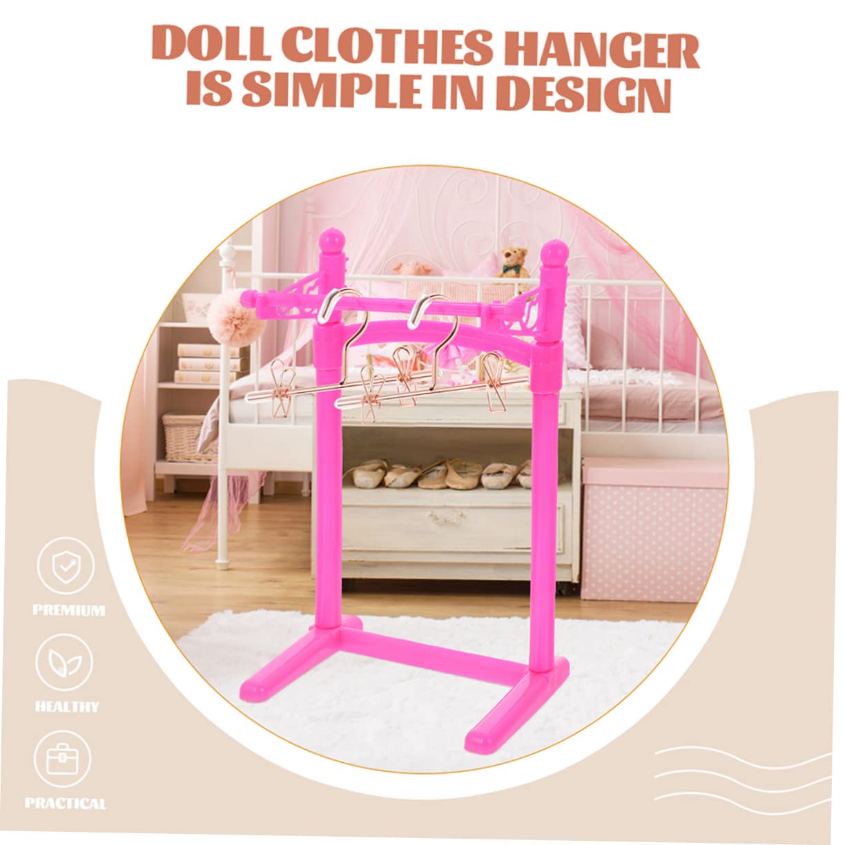 ULTECHNOVO Mini Perchas para Ropa De Muñecas De Rosa Dorado Perchas Miniatura para Almacenamiento De Ropa De Muñecas Bjd 6 Piezas X 5
