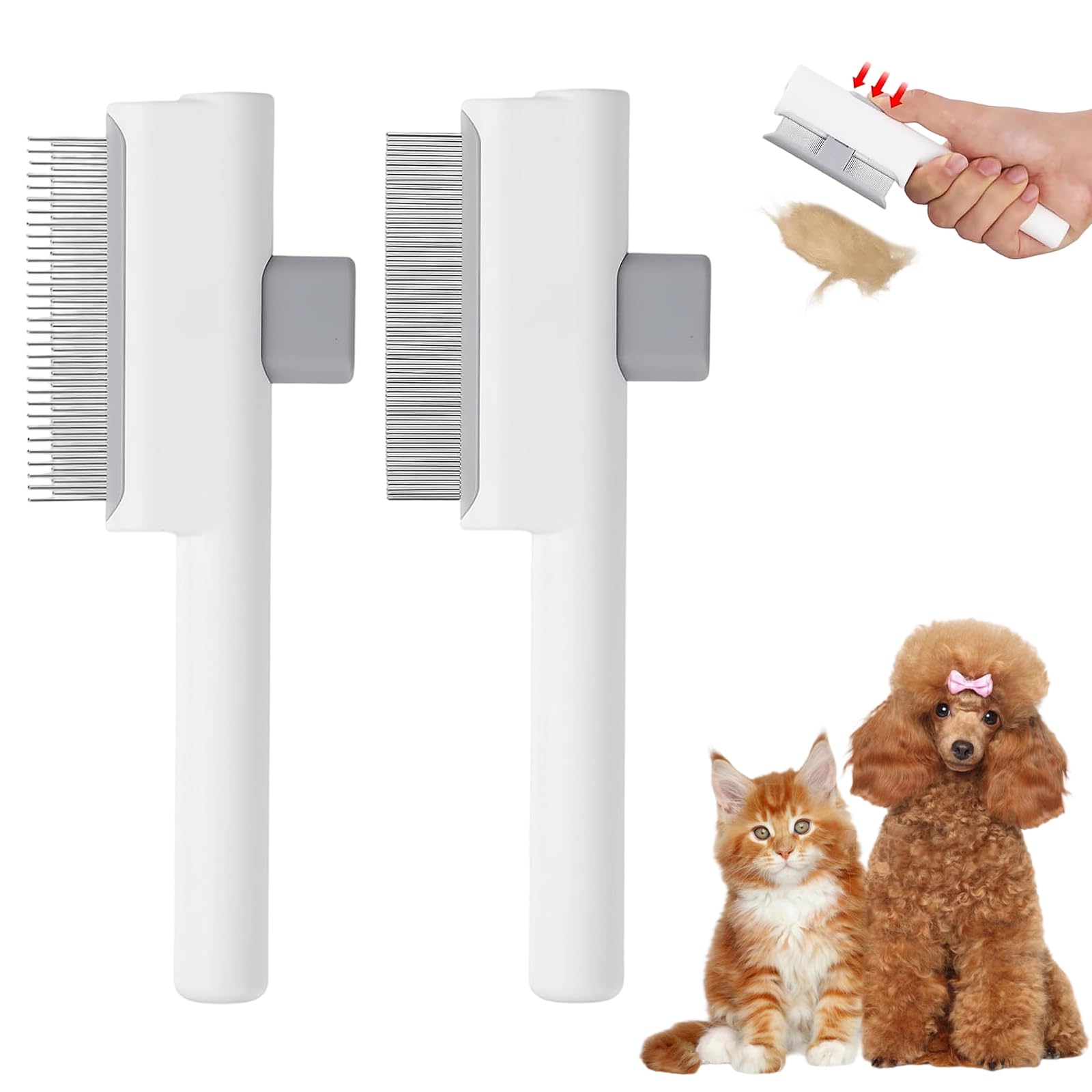 2Pcs Cat Comb Dog Combs Set, Pet Hair Remover Comb