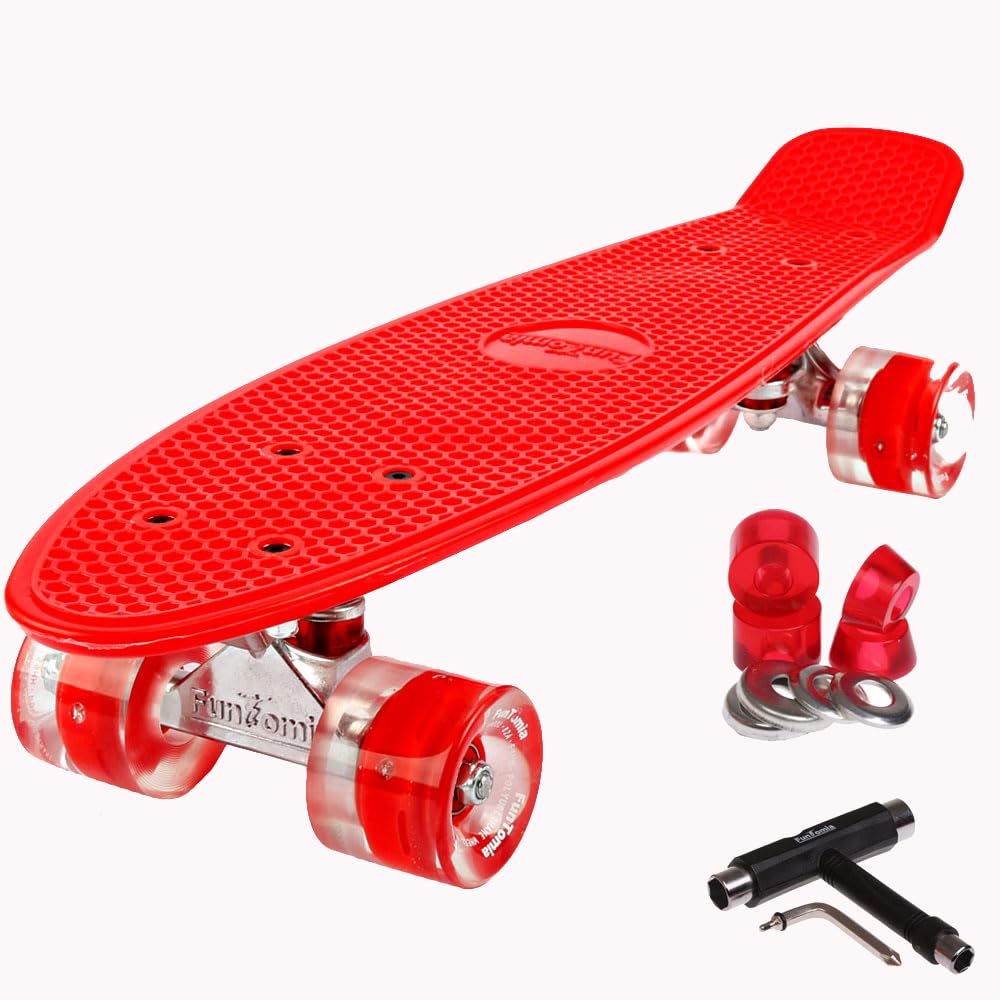 FunTomia Mini Board monopatín Skateboard 57cm - con o sin LED Ruedas - Wheel 59mmx45mm (82A) - Rodamiento ABEC-11 — view 24